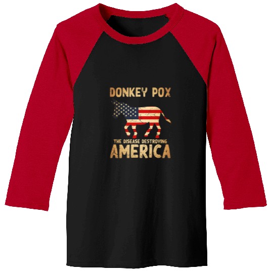 donkey pox  disease destroying america usa flag Baseball Tees