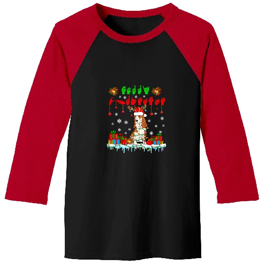 Dog Cocker Spaniel Merry xmass Hands Sign Language Santa Reindeer Cocker Spaniel Baseball Tees