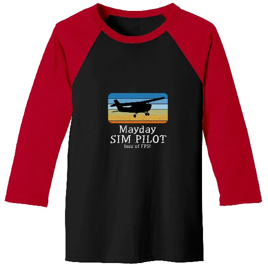 Sim Pilot Flight Simulator Airplane FlightSim Pilots Baseball Tees