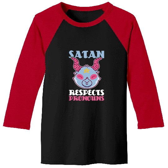 Goats Lover Satan Gender Pronouns LGBTQ Cute Baphomet Goats Head Occult Baseball Tees