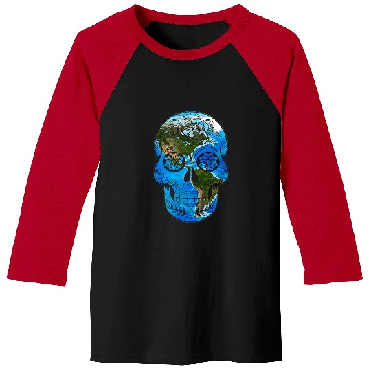 Skeletons Skulls Sugar skull earth day day of the Deads earth Skull Baseball Tees