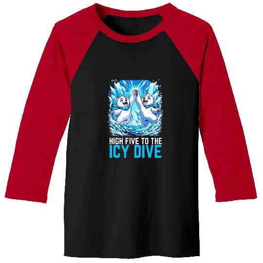 Funny High Five To The Icy Dive Polar Bear Plunge Baseball Tees