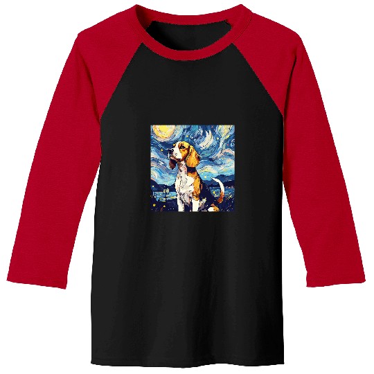 Beagle Starry Night For Dog Mom Dog Dad 1 Baseball Tees