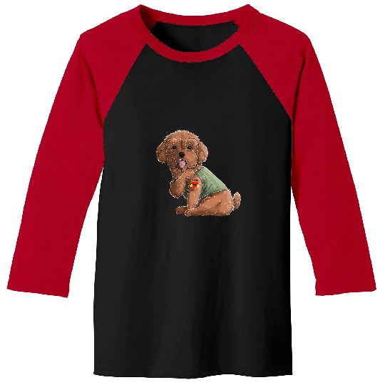 Poodles I Love Mom Tattoo Dog Funny Mothers Day Gift Poodle dog Baseball Tees