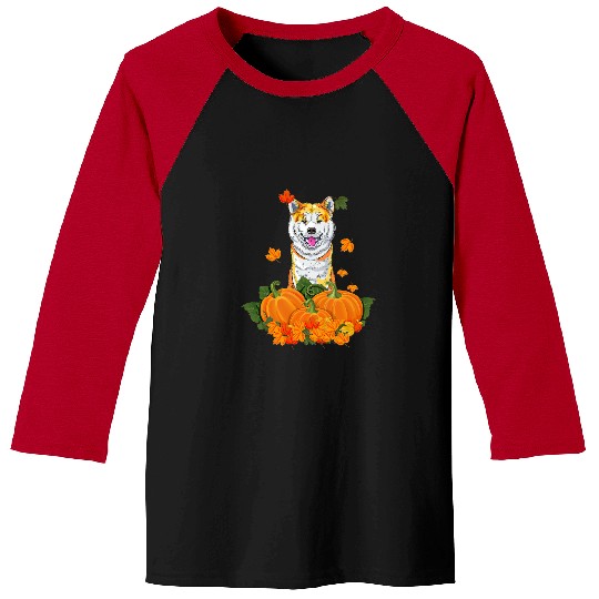 Akita Thanksgiving Pumpkin Fall Gift Baseball Tees