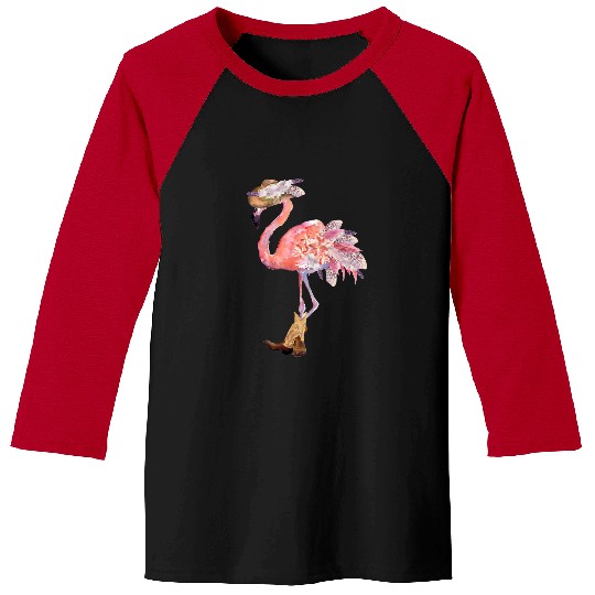 Pink Flamingo Western Boho Cowgirls Flamingo Print Flamingos Baseball Tees