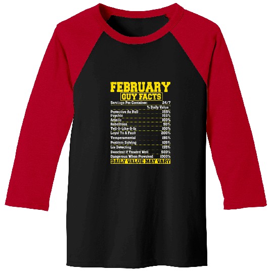 February Guy Nutrition Facts Aquarius Gifts Baseball Tees
