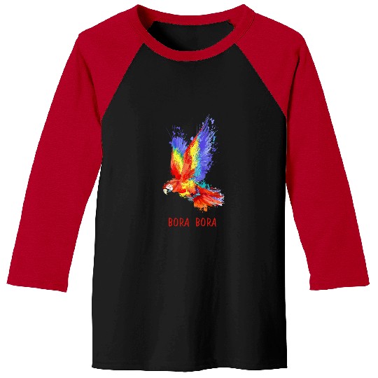 Beautiful Macaw Flying Bird Bora Bora Beach Vacation Baseball Tees