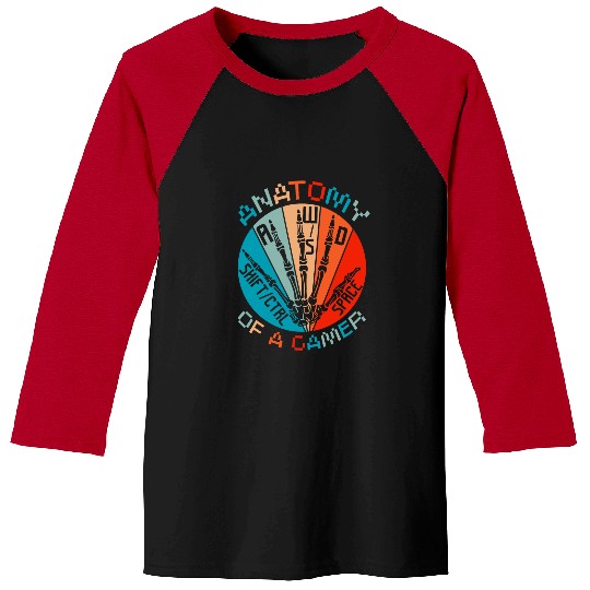 Anatomy of a Gamer Skeletons Hand WASD PC Gaming Retro Baseball Tees