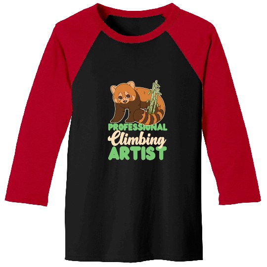 Climbing Climber Red Panda Professional Climbing Artist Climb Baseball Tees
