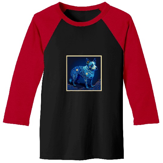 Surrealism Japanese Painting Blue Heeler dog Baseball Tees