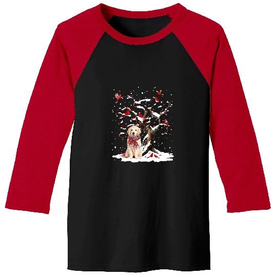 Goldie Scarf Cardinal Snow Christmas 240 Golden Retriever Dog Baseball Tees