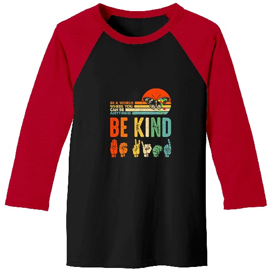Autism Be Kind Autism Awareness ASL Mom Teacher Kindness Neurodiverse Baseball Tees