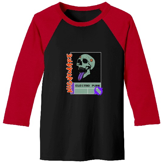 Skeletons Skulls Nightmare Electro Punk Scary Skull Baseball Tees