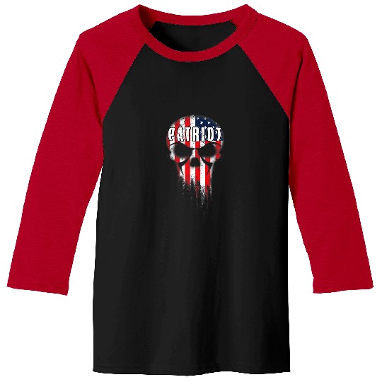 Skeletons Skulls Patriot American Flag Skull Retro Pop Culture vintages Skull Baseball Tees