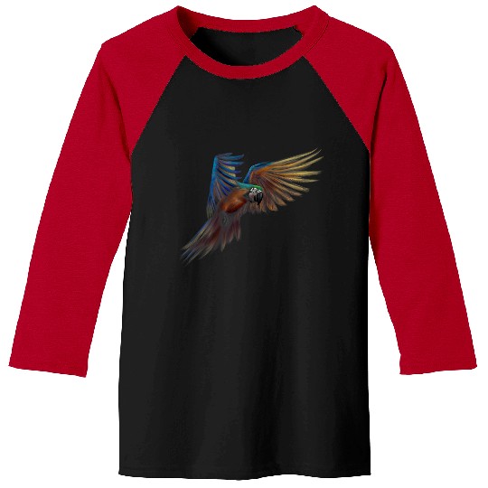 Blue Yellow Macaw Flight Hand Drawn Style Baseball Tees