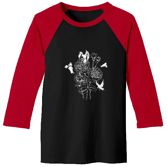 Forest Bird Gothic Roses Raven Spooky Animal Creepy Crow Baseball Tees
