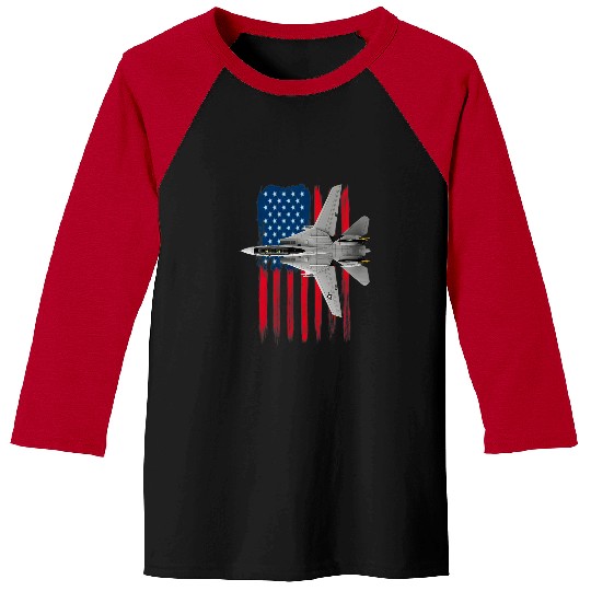 A Patriotic Navy F14 Tomcat and the American flag Baseball Tees