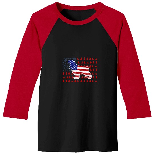 Dog Cocker Spaniel English Cocker Spaniel American Flag 4th Of July Men Women Baseball Tees