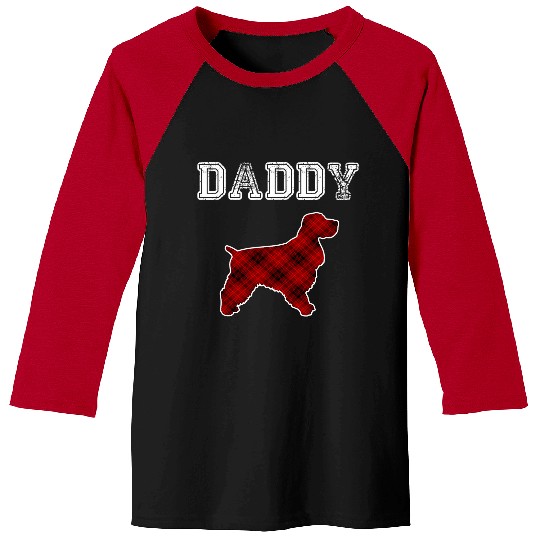 Dog Cocker Spaniel DADDY Cocker Spaniel Men Red Plaid Christmas Pajama Family Baseball Tees