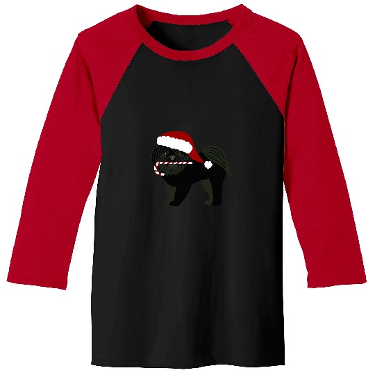 Christmas Shih Tzu Black Puppy Cut Baseball Tees