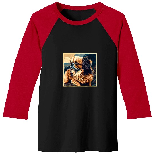 Surrealism Japanese Painting Tibetan Spaniel dog 1 Baseball Tees