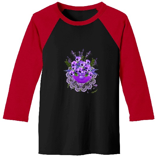 Funny Violin PURPLE VIOLETS AND LAVENDER WITH LACE IN A PURPLE BOWL Baseball Tees