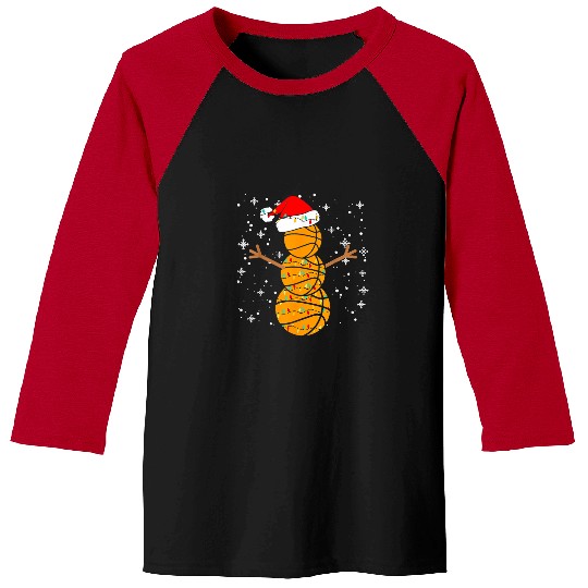 Funny Basketball Christmas Basketball Player Snowman Santa Basketballs Lights Baseball Tees