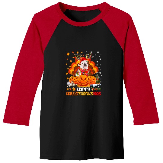 English Bulldog Pet Dog Happy Hallothanksmas Halloween 237 Baseball Tees