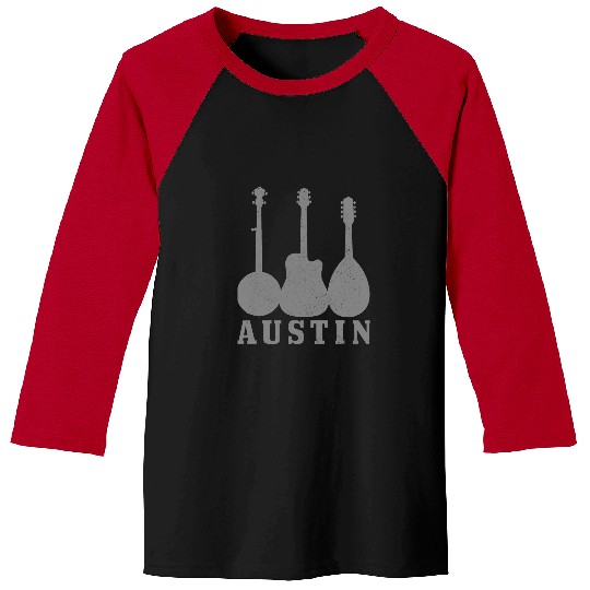 Funny Guitar Austin Texas Guitar Player Country Music Blues Folk Banjo Baseball Tees