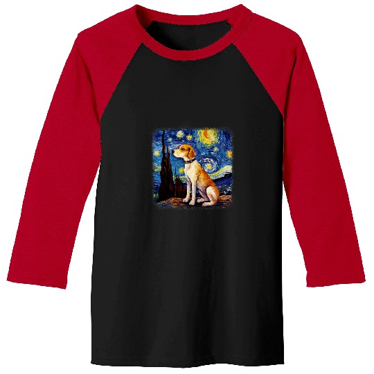 Dog in starry night van gogh Beagle Baseball Tees