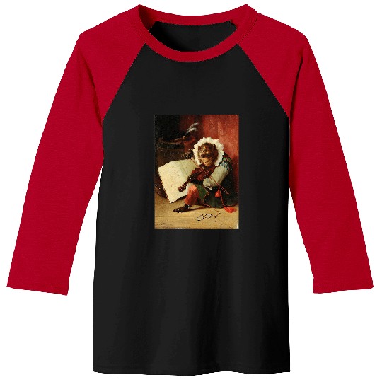 Funny Violin Chimpanzee Monkey vintages Violin Fiddle Chimp Funny Monkey Baseball Tees