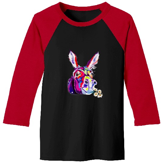 Colored Donkey Colorful Flower Donkey Mom Lovers Baseball Tees