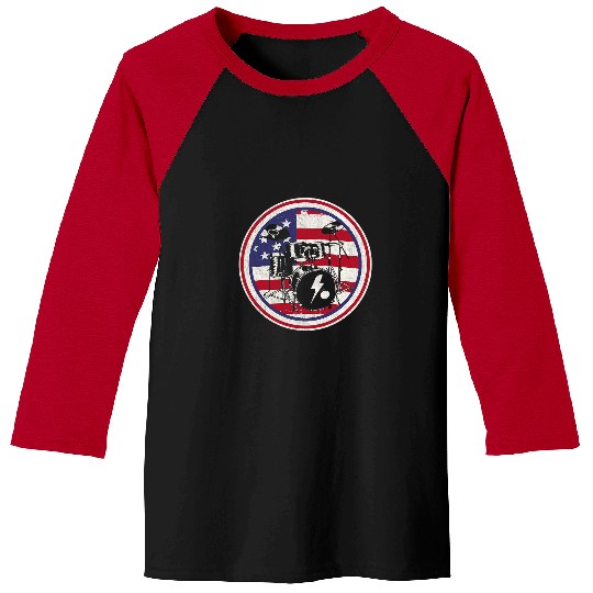 Funny Drummer American Flag Drummer Patriotic Vintage Drumming Pay Baseball Tees