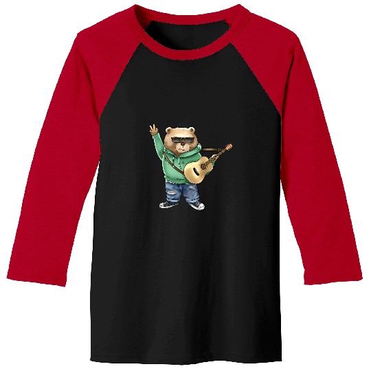 Funny Guitar Bear Guitar Player Guitarist Musician Bassist Guitarist Baseball Tees