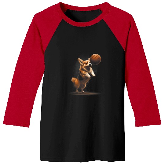 Funny Basketball Corgi puppy Playing Basketball for Pet Lovers Women men Kids Baseball Tees