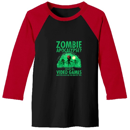 Funny Video Gamer Halloween Zombie Baseball Tees
