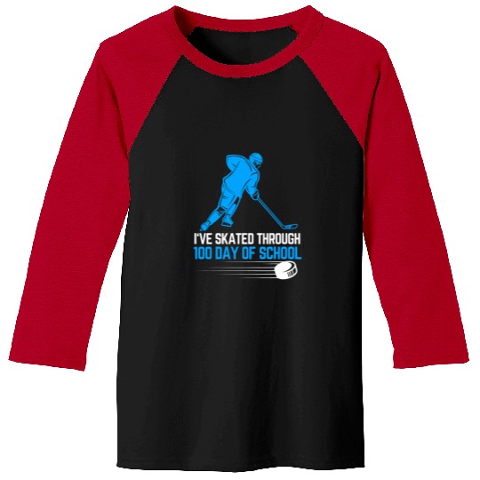 Sport Hockey Ive Skated Through 100 Days Of School Hockey Student Kids 0 Baseball Tees