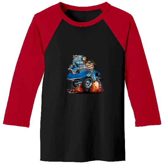 Classic Funny Sixties Style Car Racing Hotrod Cartoon Baseball Tees