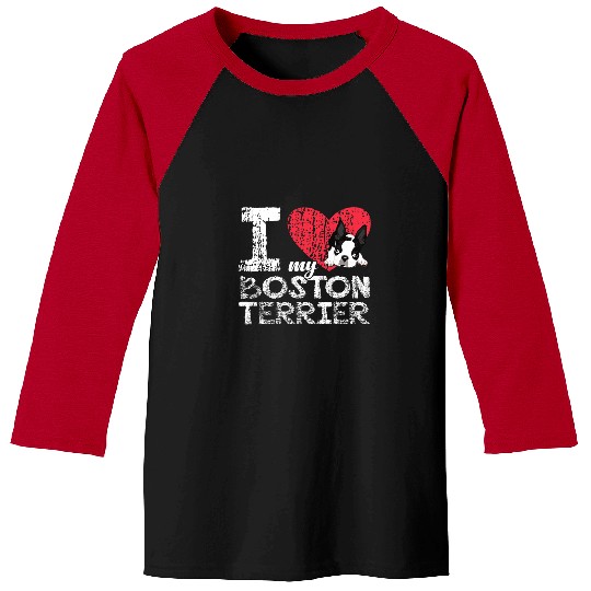 Boston Terrier Pet print I Love my Baseball Tees