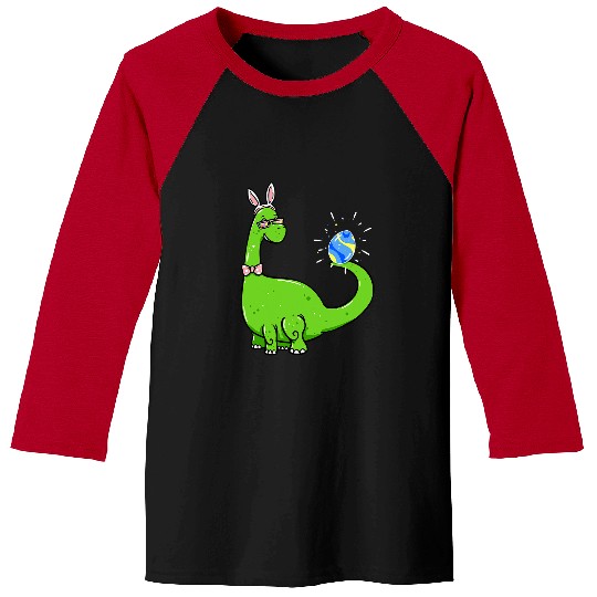Brontosaurus Bunny Ears Egg Easter Day Dinosaur Dino Boys 1 Baseball Tees