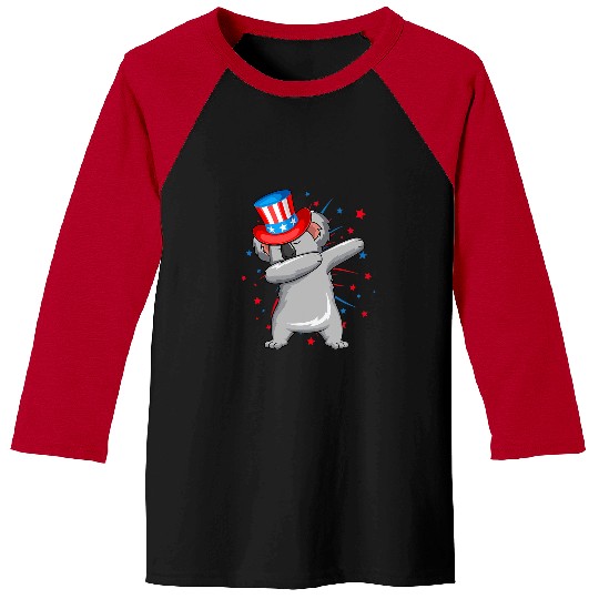Funny Bear Dabbings Koala USA Hat Firework Patriotic 4th Of July Gifts Cute Bears Baseball Tees