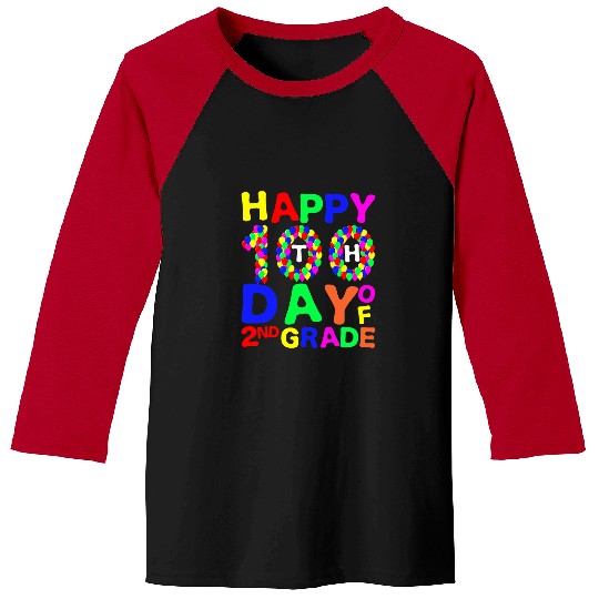 Happy 100th Day Of 2nd Grade Teacher Student Balloon School Baseball Tees