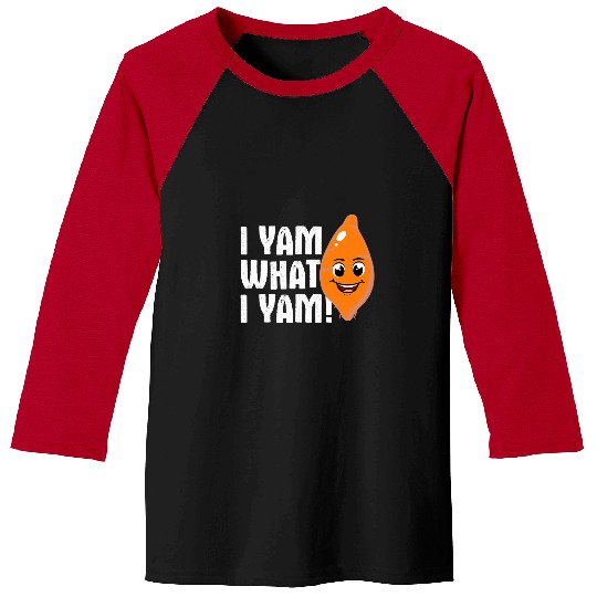 I Yam what I Yam Funny Sweet Potato Cartoon Illustration Baseball Tees