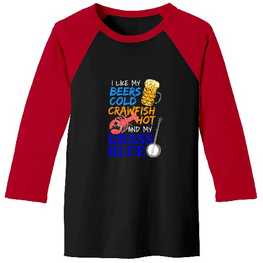 Funny Banjo Cold Beer Drinker Cajun Crawfish Banjo Music Bluegrass Baseball Tees
