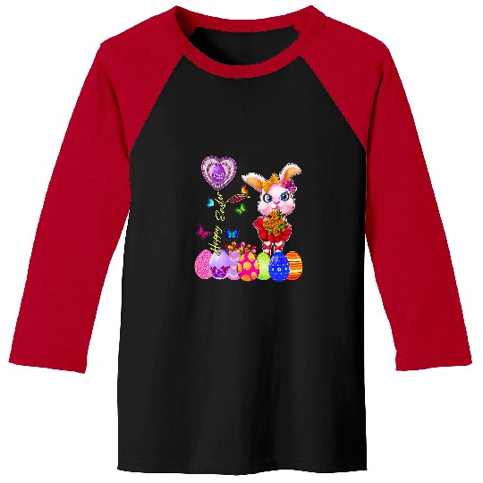 Happy Easter Egg Hunt Cute Bunny Toddler Girl Kid Womens Baseball Tees