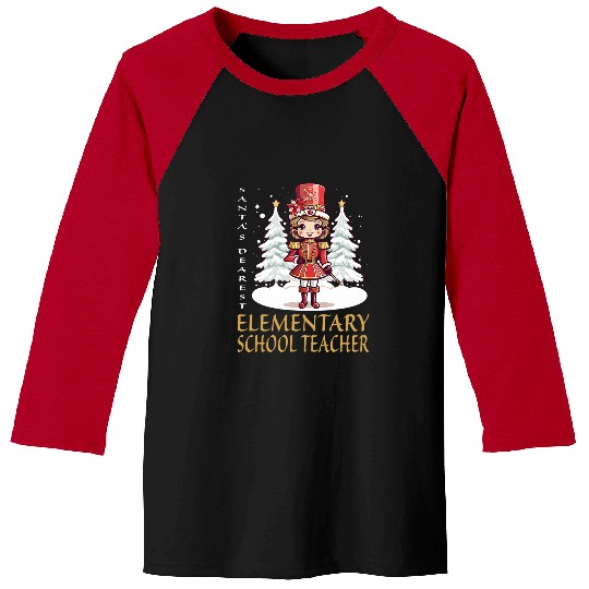 Elementary School Teacher Christmas Female Nutcracker Baseball Tees