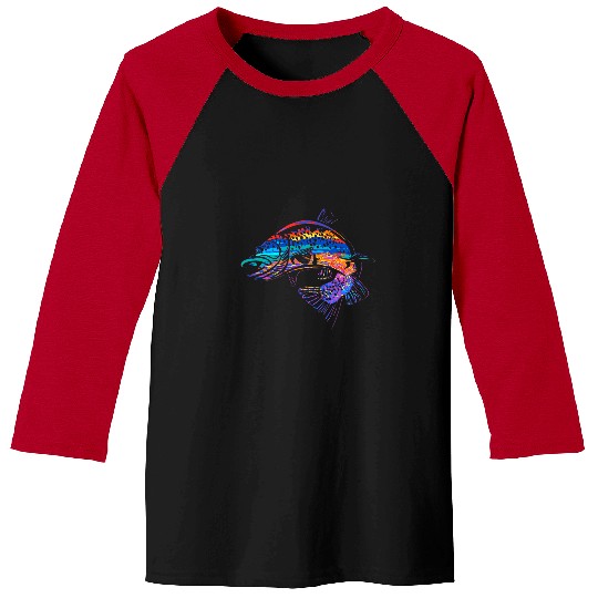 Fishing Fly Fisherman Silhouette Trout Fishing River Sunset Fish Art Fisher Baseball Tees