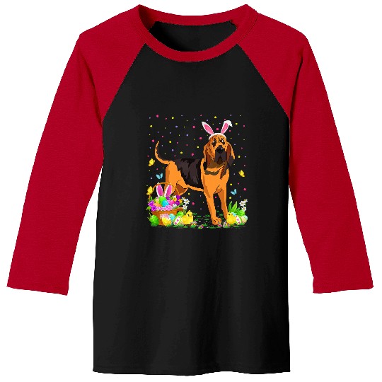 Bloodhound Dog Bunny Egg Hunting Bloodhound Easter Sunday Baseball Tees