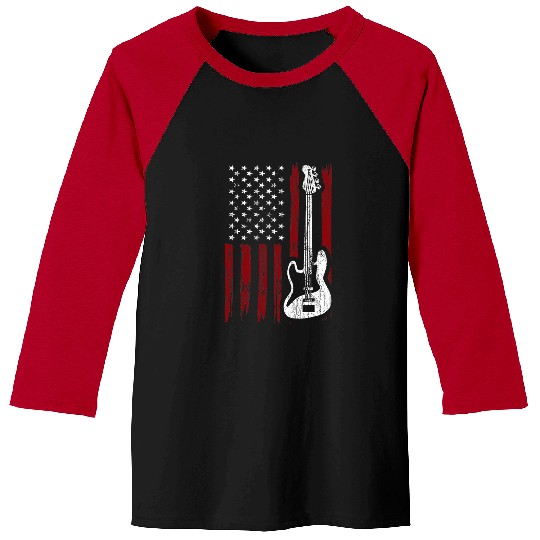 Funny Guitar Cool Patriotic American Flag Bass Guitarist Gift Guitarist Baseball Tees